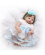 [US-W]NPK 22" Silicone Lovely Baby Girl Doll with White & Blue Veil