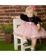 24" Beautiful Simulation Baby Golden Curly Girl Wearing Black Powder Skirt Doll