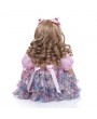 24" Beautiful Simulation Baby Golden Curly Girl Wearing Colorful Print Skirt Doll