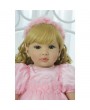 24" Beautiful Simulation Baby Golden Curly Girl Wearing Pink Princess Dress Doll