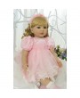 24" Beautiful Simulation Baby Golden Curly Girl Wearing Pink Princess Dress Doll