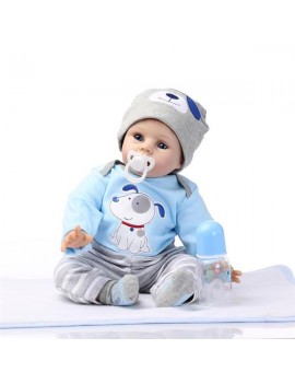 [US-W]22" Mini Cute Simulation Baby Toy in Puppy Pattern Clothes Blue