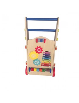 Adjustable Wooden Baby Walker Toddler Toys with Multiple Activity Toys Center