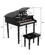 Wooden Toys: 30-key Children's Wooden Piano / Four Feet / with Music Stand, Mechanical Sound Quality,Black