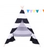 Indian Tent Children Teepee Tent Baby Indoor Dollhouse with Small Coloured Flags roller shade and pocket Black and White Stripes