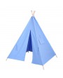 [US-W]Indian Tent Children Teepee Tent Baby Indoor Dollhouse with Small Coloured Flags roller shade and pocket Blue
