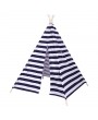 Indian Tent Children Teepee Tent Baby Indoor Dollhouse with Small Coloured Flags roller shade and pocket Blue and White Stripes