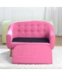 Children's Single Sofa with Sofa Cushion Removable and Washable Linen Rose Red