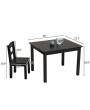 Kids Wood Table & 4 Chairs Set Espresso